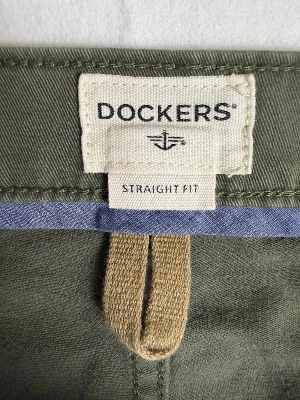 Dockers Straight Fit Olive Green Stretch Chino Pants 35x28.5